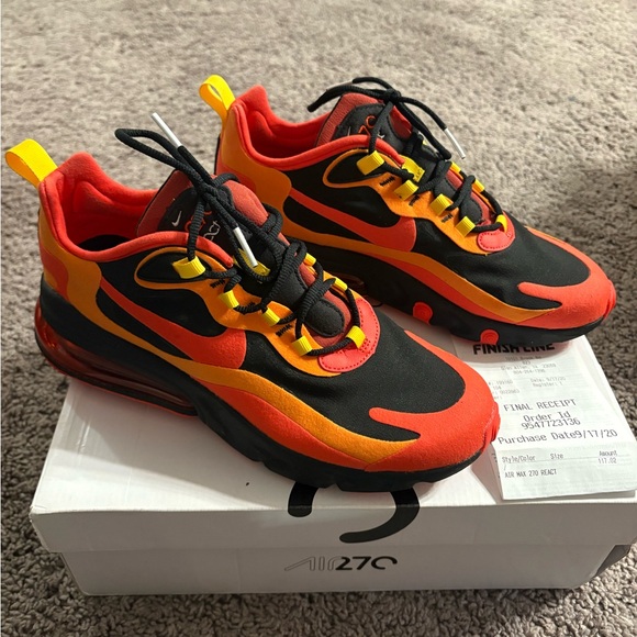 Nike Air Max 270 React - Black, Orange, and Yellow - Picture 3 of 6